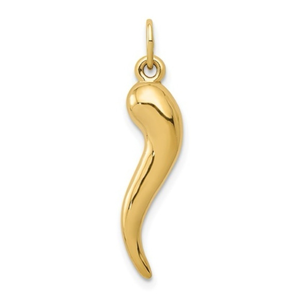 New 10k 3D Italian Horn Charm, 25mm long